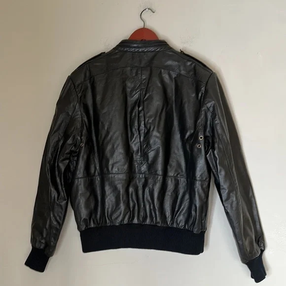 $1499 FURY Men’s Luxury Black Leather Bomber Utility Jacket Vest Coat size 44 - Picture 4 of 10